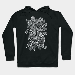 Abstract Zentangle Swirls Design (white on black) Hoodie